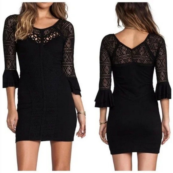 Free People City Girl Bodycon Black Mini Dress NWT Size Large - Picture 15 of 15